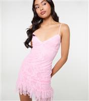 Women's Pink Lace Ruffle Mini Dress Pink Vanilla New Look