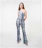 Women's Multicoloured Snake Print Flare Trousers Pink Vanilla New Look