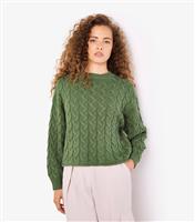 Women's Dark Green Vertical Cable Knit Jumper Apricot New Look