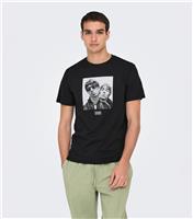 Men's Black Oasis Print T-Shirt Only and Sons New Look