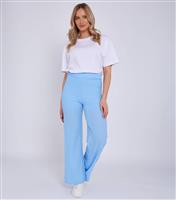Women's Light Blue Textured Flared Trousers Gini London New Look