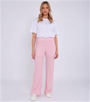 Women's Pink Textured Flared Trousers Gini London New Look