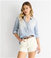 Women's Blue Denim Look Oversized Top Gini London New Look