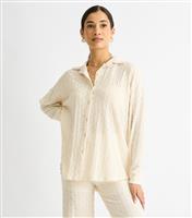 Women's Oatmeal Textured Oversized Shirt Gini London New Look