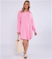 Women's Pink Textured Oversized Shirt Gini London New Look