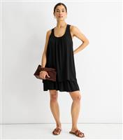 Women's Black Crochet Layered Mini Dress Gini London New Look