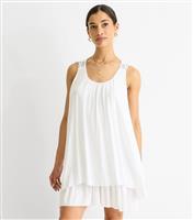 Women's White Crochet Layered Mini Dress Gini London New Look