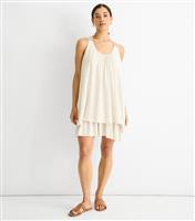 Women's Cream Crochet Layered Mini Dress Gini London New Look