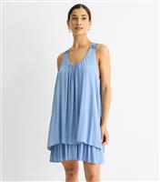 Women's Blue Crochet Layered Mini Dress Gini London New Look