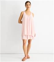Women's Pink Crochet Layered Mini Dress Gini London New Look