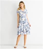 Women's White Floral Print Dress Gini London New Look