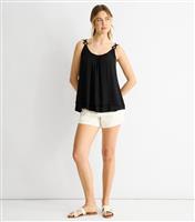 Women's Black Floral Strap Oversized Top Gini London New Look