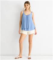 Women's Blue Floral Strap Oversized Top Gini London New Look