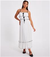 Women's Petite White Chiffon Ruffle Midi Dress Quiz New Look