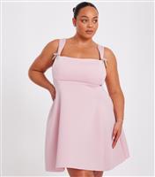 Women's Curve Pink Diamante Bow Mini Dress Quiz New Look