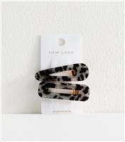 Pack of 2 Black Leopard Print Hair Slides New Look