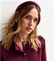 Burgundy Satin Padded Headband New Look