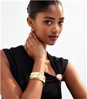 Gold Tone Wide Hinged Cuff Bracelet New Look