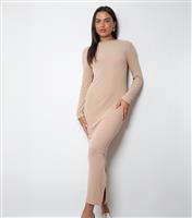 Women's Brown Ribbed Racer Maxi Dress WKNDGIRL New Look