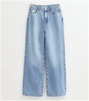 Women's Light Blue Adalae Chain Trim Wide Leg Jeans New Look