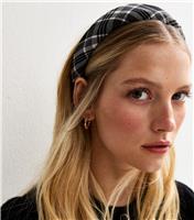 Black Check Padded Headband New Look
