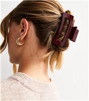Burgundy Shiny Rectangular Hair Clip New Look
