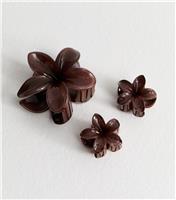 Pack of 3 Brown Ombre Flower Hair Clips New Look