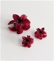 Pack of 3 Burgundy Ombre Flower Hair Clips New Look