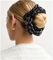 Black Boucle Knit Scrunchie New Look