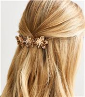 Gold Tone Triple Flower Hair Slide New Look