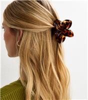 Brown Tortoiseshell Effect Flower Hair Claw Clip New Look