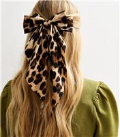 Brown Leopard Print Bow Hair Clip New Look