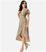 Women's Brown Leopard Print Midi Wrap Dress Gini London New Look