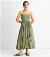 Women's Khaki Maxi Skater Skirt Multiway Dress Gini London New Look