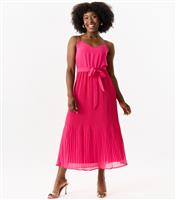 Women's Pink Pleated Midi Dress Gini London New Look