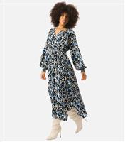 Women's Blue Abstract Print Midi Dress Gini London New Look
