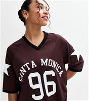 Girls' Brown Santa Monica Print Football Top New Look