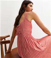 Women's Red Gingham Double Bow Back Midi Dress New Look