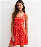 Women's Red Textured Jersey Floral Print Mini Dress New Look