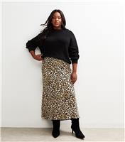 Women's Brown Leopard Print Midi Skirt New Look