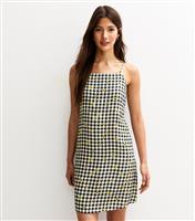 Women's Black Gingham Sunflower Print Mini Shift Dress New Look