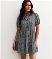 Women's Black Crinkled Gingham Check Mini Dress New Look