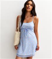 Women's Blue Gingham Check Polka Dot Mini Dress New Look
