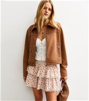 Women's Cream Floral Print Shirred Rara Mini Skirt New Look