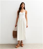 Women's White Ditsy Print V Waist Poplin Midi Dress New Look