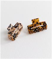 2 Pack of Brown Tortoiseshell Hair Claw Clips New Look