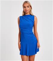 Women's Blue Ruched Mini Dress Quiz New Look