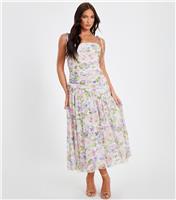 Women's Multicolour Chiffon Ruched Floral Print Midaxi Dress Quiz New Look