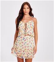 Women's Yellow Floral Print Mini Skirt Quiz New Look