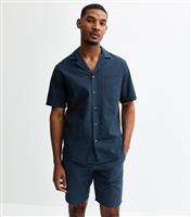 Men's Navy Seersucker Drawstring Shorts Only and Sons New Look